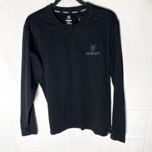 5/$25 Hurley Black Cotton Crew Neck Long Sleeve T Shirt M